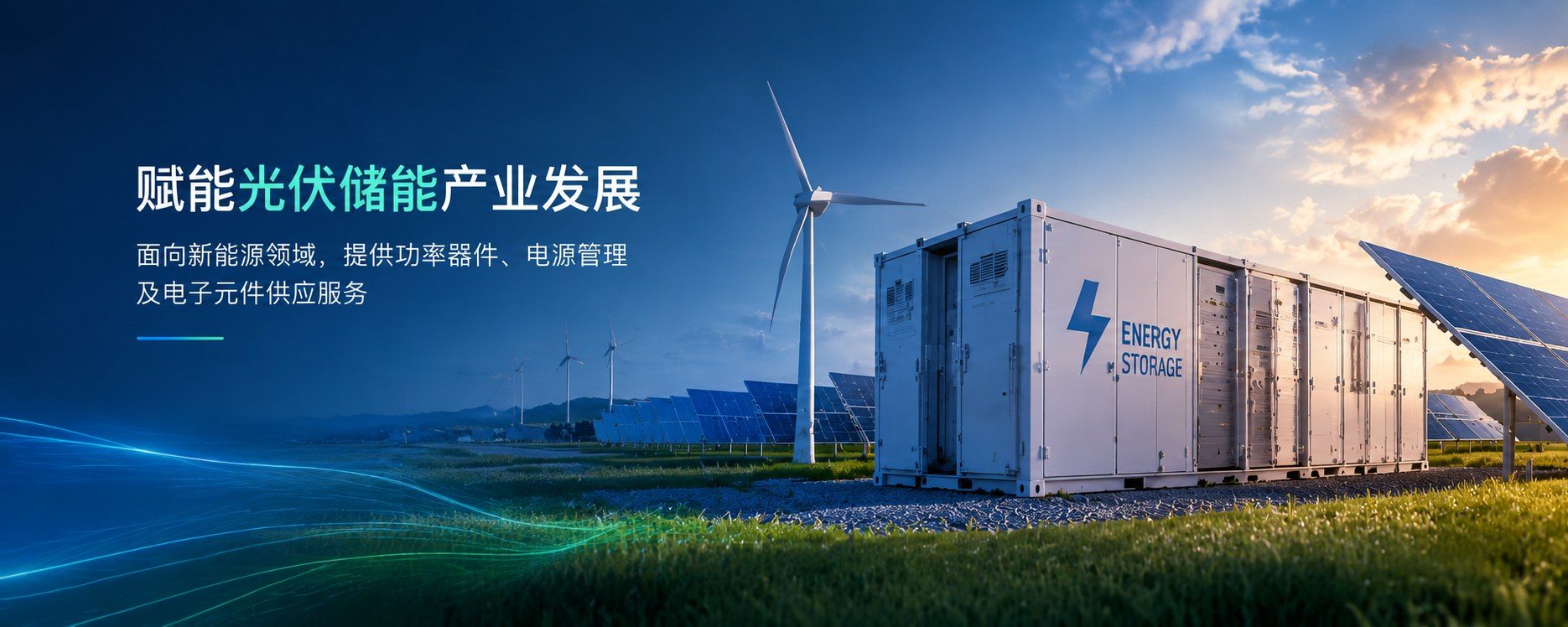 赋能光伏储能产业发展 —— 面向新能源领域，提供功率器件、电源管理及电子元件供应服务